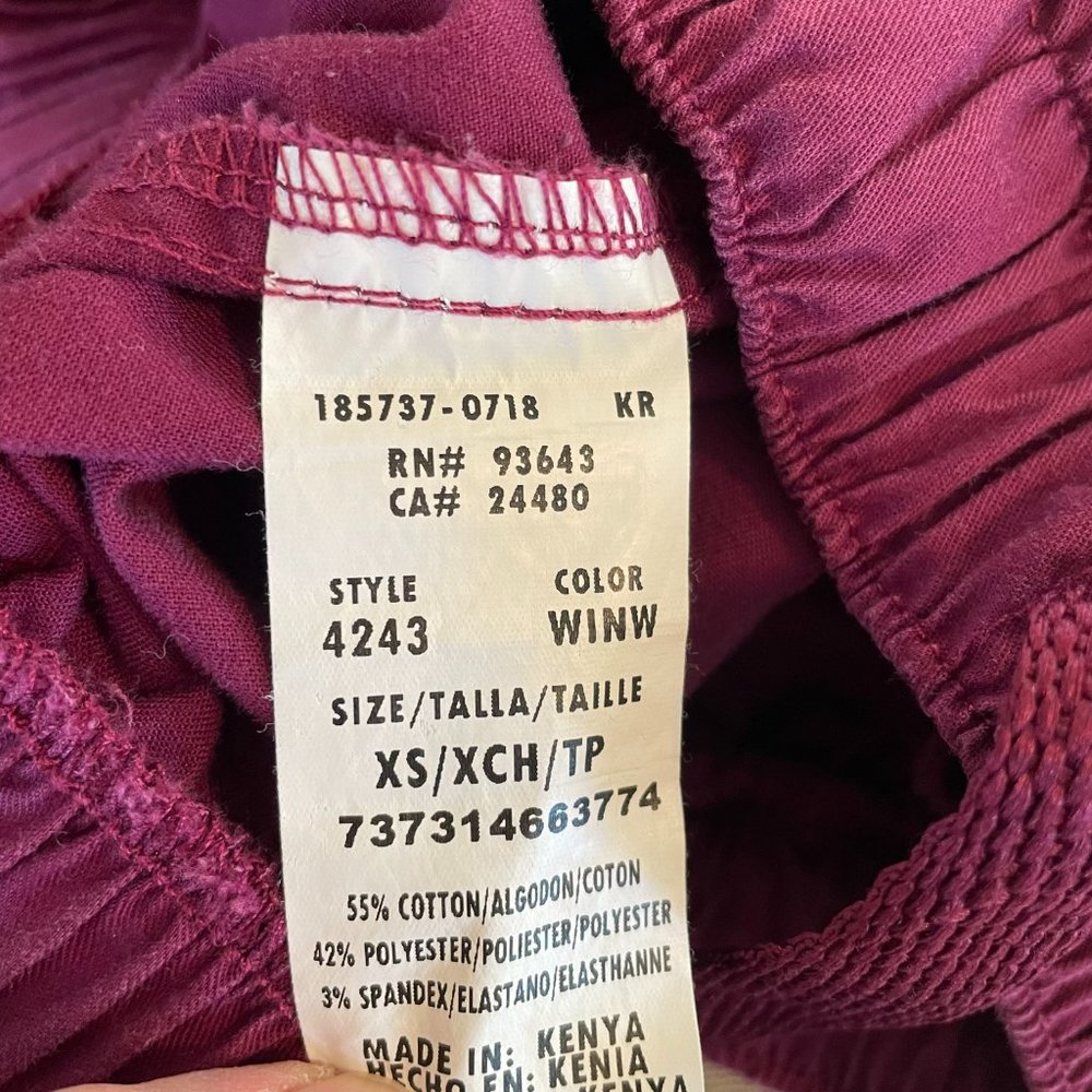 Cherokee Workwear Core Stretch Men's Drawstring Cargo Scrub Pants XS Wine 4243 - Picture 4 of 6